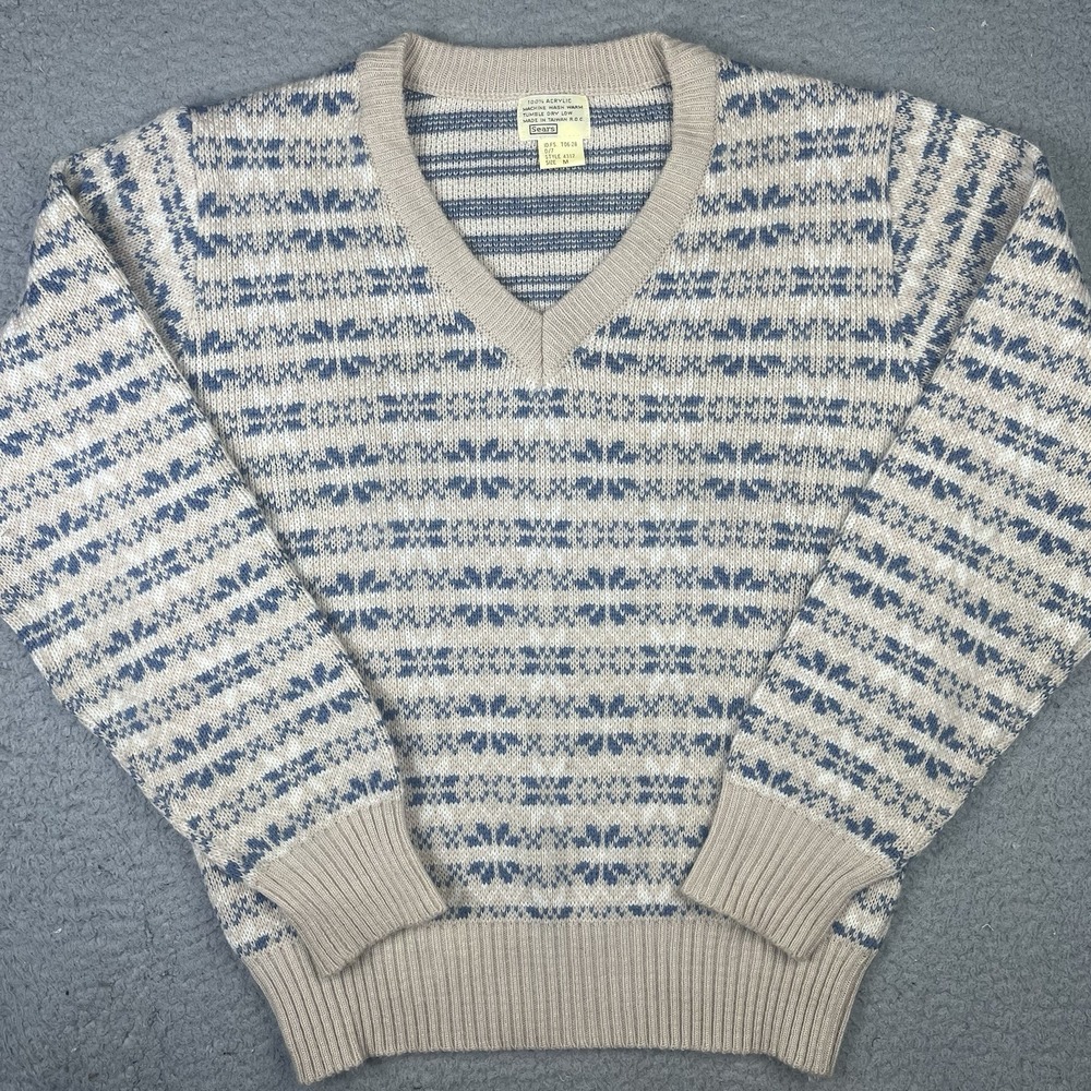 Vintage Sears Acrylic Lightweight Sweater V Neck Cottagecore Womens Medium